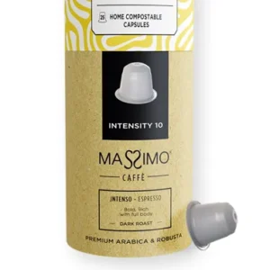 Espresso intenso<br>Premium Arabica & Robusta <BR><BR>Home Compostable capsules <br><br><p style="color: #ffffff !important; font-size: 16px; font-family: 'Roboto', sans-serif; font-weight: 400; text-transform: none;">Bold & Roasty.</p>
