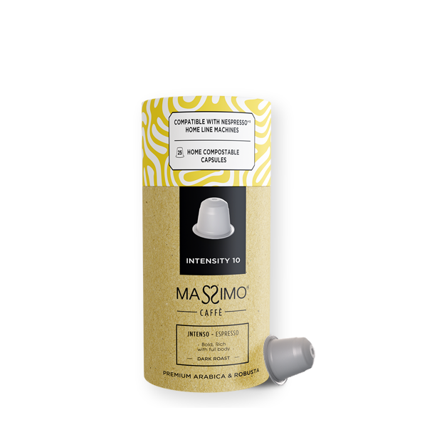 Espresso intenso<br>Premium Arabica & Robusta <BR><BR>Home Compostable capsules <br><p style="color: #ffffff !important; font-size: 16px; font-family: 'Roboto', sans-serif; font-weight: 400; text-transform: none;">Bold, Rich with full Body</p>