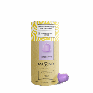 Regale blend<br>Premium Arabica & Robusta<BR><BR>Home Compostable capsules <br><p style="color: #ffffff !important; font-size: 16px; font-family: 'Roboto', sans-serif; font-weight: 400; text-transform: none;">Sweet & Velvety</p>